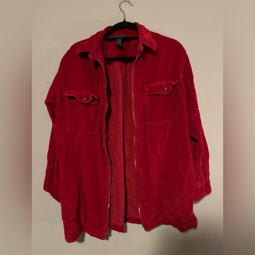 GUC Lauren Ralph Lauren Red Corduroy Shirt Jacket 100% Cotton